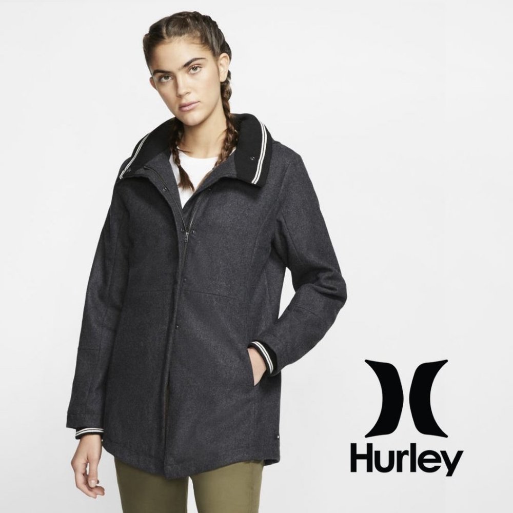 Hurley Winchester Women's Wool Peacoat Jacket Heather Black - Picture 1 of 10